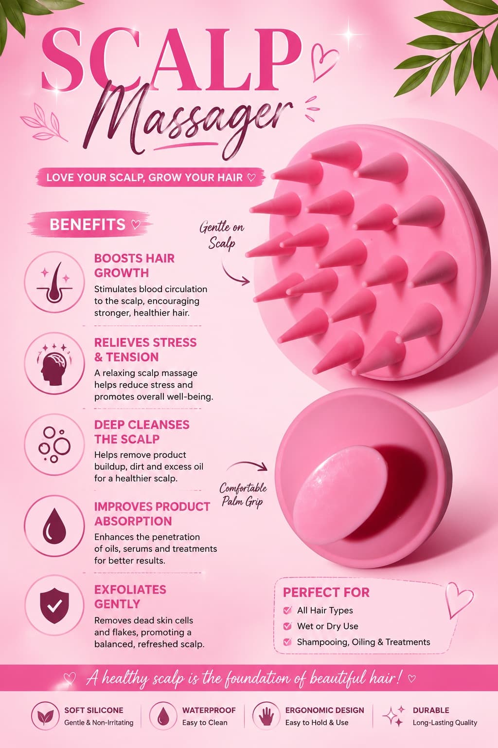 Manual scalp massager